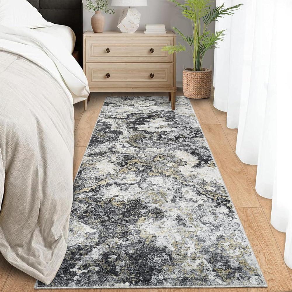 image:imageGarvee Abstract 2x6 Runner Rug Washable Non Slip Kitchen Runner Soft Modern Low Pile Area Rugs for Hallway Indoor Contemporary Accent Carpet for Bathroom Laundry BlueAbstract Ruggray
