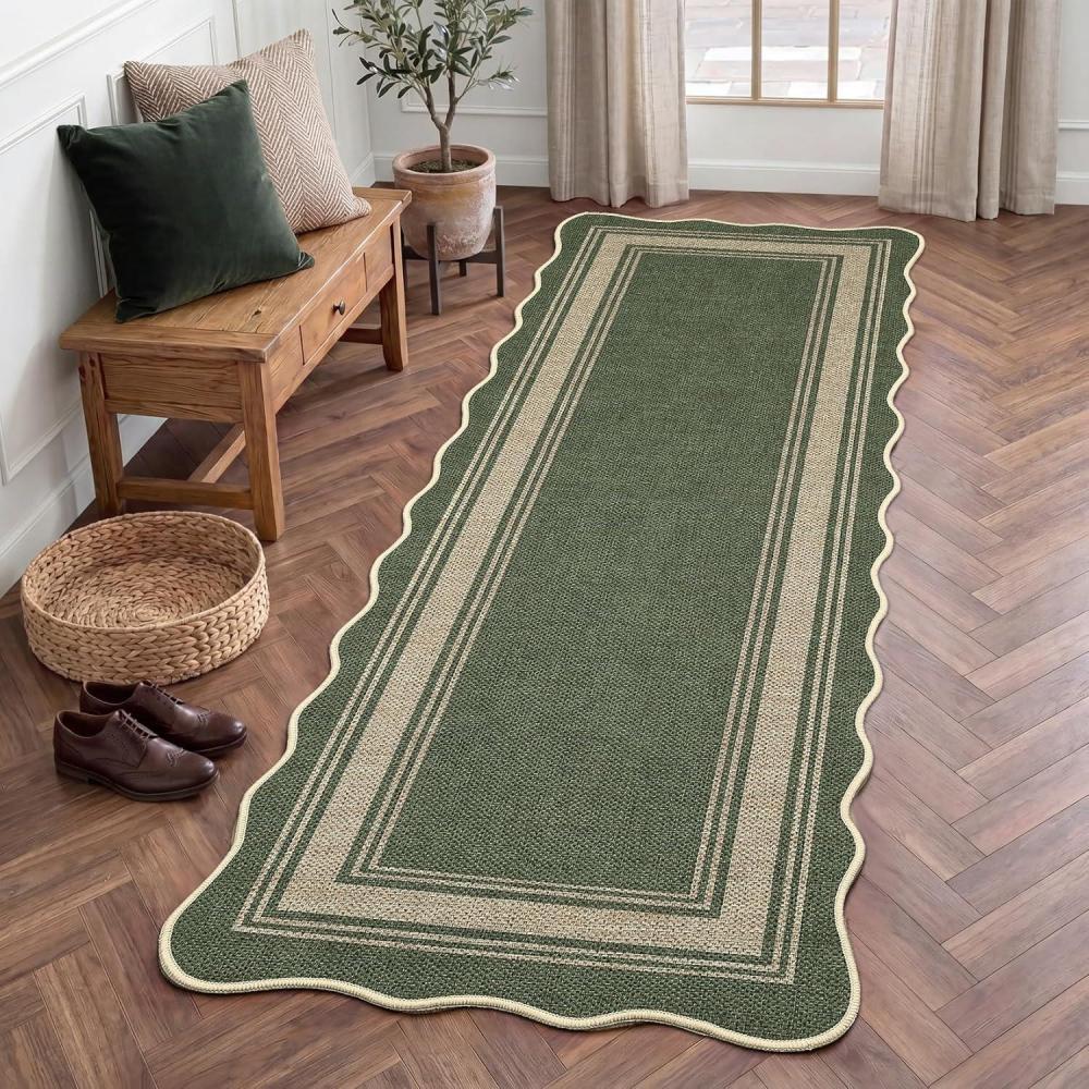 image:imageGarvee Scalloped 8x10 Easy Jute Carpet Outdoor Patio Washable Area Rug Indoor Blue Living Room Rugs Modern Farmhouse Rug for Backyard Porch Non Slip Stain Resistant Floor Rugs for Dining Room BedroomEasy Jute Borderedgreen