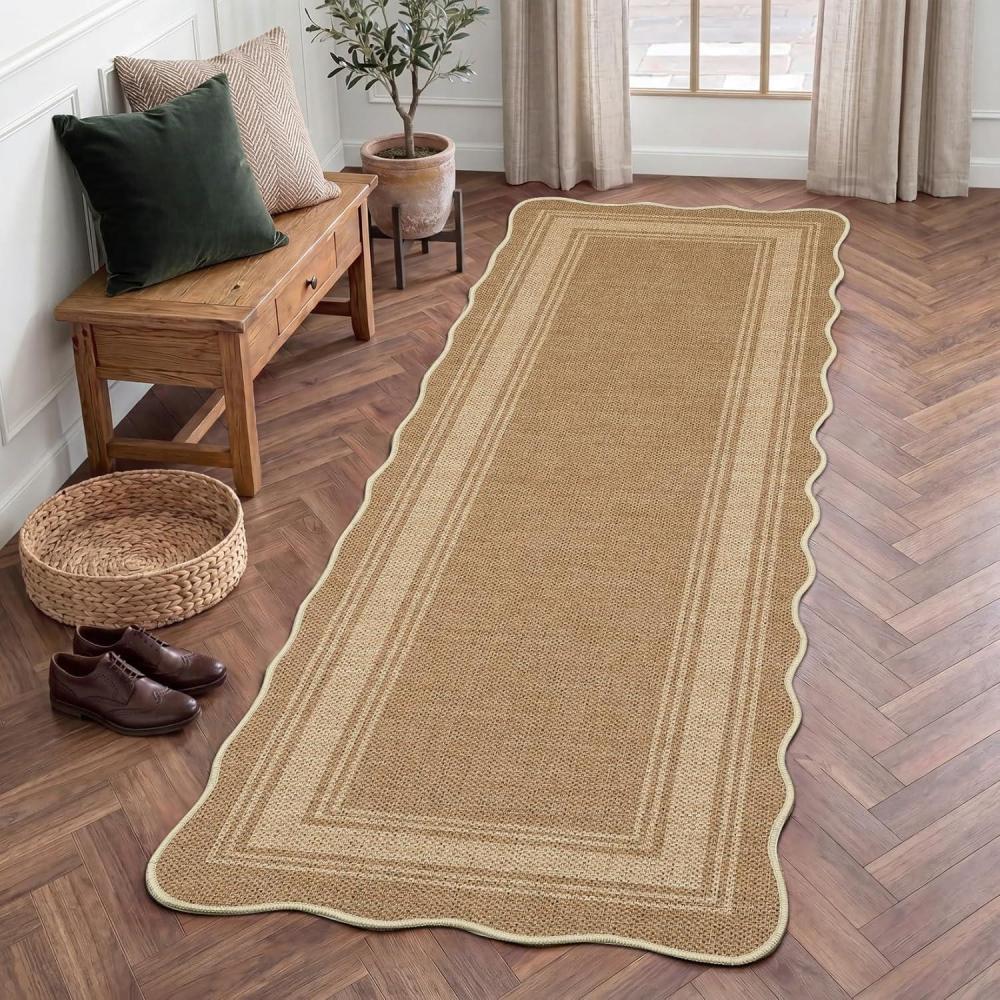 image:imageGarvee Scalloped 8x10 Easy Jute Carpet Outdoor Patio Washable Area Rug Indoor Blue Living Room Rugs Modern Farmhouse Rug for Backyard Porch Non Slip Stain Resistant Floor Rugs for Dining Room BedroomEasy Jute Borderedlight Brown