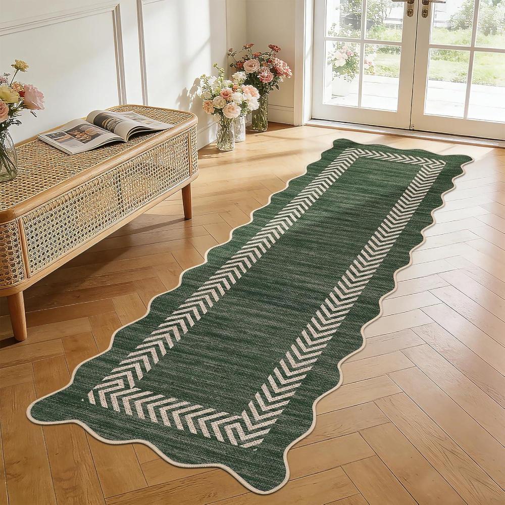 image:imageGarvee Scalloped Easy Jute Rugs 5x7 Bordered Green Living Room Indoor Outdoor Area Rug for Patio Backyard High Traffic Washable Easy to Clean Chevron Design Non Slip Outside CarpetEasy Jute Chevrongreen