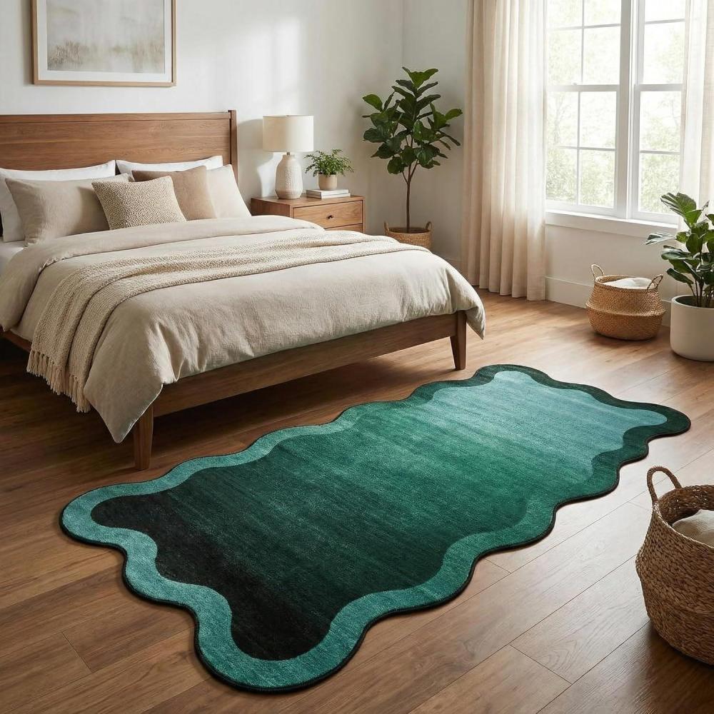 image:imageGarvee Scalloped Washable 2x6 Kitchen Rugs Soft Non Slip Hallway Runner Rug Minimalist Ombre Indoor Modern Floor Rugs for Bedroom Laundry Bathroom Low Pile Contemporary Home Decor Rug GreenScallopedgreen