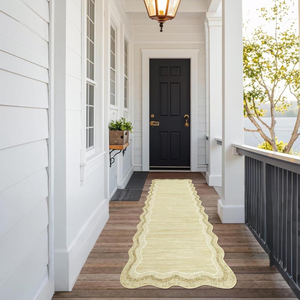image:imageGarvee Washable Area Rug 6x9 Scalloped Rugs for Living Room Nursery Solid Carpet 6x9 Area Rugs for Bedroom Dining Room NonSlip Stain Resistant Under Table Rug BeigeScallopedbeige