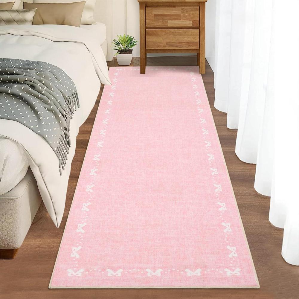 image:imageGarvee Washable Jute Color Rugs for Bedroom Grils 5x7 Living Room Rug Non Slip Playroom Rug Soft Non Shedding Bedroom Rugs Low Pile Stain Resistant Carpet for Nursery Dining Room Jute ColorBowpink