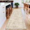 Garvee 10×13 Area Rug for Bedroom Vintage Washable Living Room Rug with Rubber Backing, Stain Resistant Neutral Distressed Geometric Rugs Non Shedding Low Pile Mats for Dining Room, Nursery, Ivory(Distressed|beige)