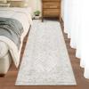 Garvee 10×13 Area Rug for Bedroom Vintage Washable Living Room Rug with Rubber Backing, Stain Resistant Neutral Distressed Geometric Rugs Non Shedding Low Pile Mats for Dining Room, Nursery, Ivory(Distressed|ivory)