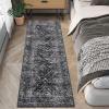 Garvee 10×13 Area Rug for Bedroom Vintage Washable Living Room Rug with Rubber Backing, Stain Resistant Neutral Distressed Geometric Rugs Non Shedding Low Pile Mats for Dining Room, Nursery, Ivory(Distressed|black)