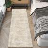 Garvee 10×13 Area Rug for Bedroom Vintage Washable Living Room Rug with Rubber Backing, Stain Resistant Neutral Distressed Geometric Rugs Non Shedding Low Pile Mats for Dining Room, Nursery, Ivory(Distressed|beige)