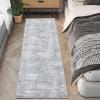 Garvee 10×13 Area Rug for Bedroom Vintage Washable Living Room Rug with Rubber Backing, Stain Resistant Neutral Distressed Geometric Rugs Non Shedding Low Pile Mats for Dining Room, Nursery, Ivory(Distressed|grey)