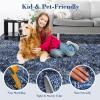 Garvee 10×13 Area Rug for Bedroom Vintage Washable Living Room Rug with Rubber Backing, Stain Resistant Neutral Distressed Geometric Rugs Non Shedding Low Pile Mats for Dining Room, Nursery, Ivory(Distressed|blue)
