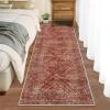 Garvee 10×13 Area Rug for Bedroom Vintage Washable Living Room Rug with Rubber Backing, Stain Resistant Neutral Distressed Geometric Rugs Non Shedding Low Pile Mats for Dining Room, Nursery, Ivory(Distressed|brick Red)