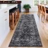 Garvee 10×13 Area Rug for Bedroom Vintage Washable Living Room Rug with Rubber Backing, Stain Resistant Neutral Distressed Geometric Rugs Non Shedding Low Pile Mats for Dining Room, Nursery, Ivory(Distressed|black)