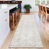 Garvee 10×13 Area Rug for Bedroom Vintage Washable Living Room Rug with Rubber Backing, Stain Resistant Neutral Distressed Geometric Rugs Non Shedding Low Pile Mats for Dining Room, Nursery, Ivory(Distressed|ivory)