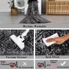 Garvee 10×13 Area Rug for Bedroom Vintage Washable Living Room Rug with Rubber Backing, Stain Resistant Neutral Distressed Geometric Rugs Non Shedding Low Pile Mats for Dining Room, Nursery, Ivory(Distressed|black)