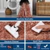 Garvee 10×13 Area Rug for Bedroom Vintage Washable Living Room Rug with Rubber Backing, Stain Resistant Neutral Distressed Geometric Rugs Non Shedding Low Pile Mats for Dining Room, Nursery, Ivory(Distressed|brick Red)