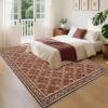 Garvee 8×10 Rugs for Living Room Floral Rug for Bedroom Washable Rugs Stain Resistant Easy Cleaning Non Slip Floor Cover for Dining Room Office Nursery, Red