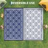 Garvee 9×12 Outdoor Rug Waterproof for Patio, Foldable Reversible Plastic Straw Area Rug for Camping, RV, Balcony, Deck, Picnic, Beach, Brown & Beige(Blue & White)