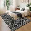 Garvee 9×12 Washable Rugs for Living Room Floral Rug for Bedroom Stain Resistant Easy Cleaning Non Slip Floor Cover for Bedroom Dining Room Office Nursery, Black