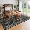 Garvee 9×12 Washable Rugs for Living Room Floral Rug for Bedroom Stain Resistant Easy Cleaning Non Slip Floor Cover for Bedroom Dining Room Office Nursery, Black