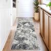 Garvee Abstract 2×6 Runner Rug, Washable Non Slip Kitchen Runner, Soft Modern Low Pile Area Rugs for Hallway, Indoor Contemporary Accent Carpet for Bathroom Laundry, Blue(Abstract Rug|gray)