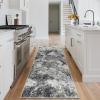 Garvee Abstract 2×6 Runner Rug, Washable Non Slip Kitchen Runner, Soft Modern Low Pile Area Rugs for Hallway, Indoor Contemporary Accent Carpet for Bathroom Laundry, Blue(Abstract Rug|gray)