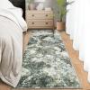 Garvee Abstract 2×6 Runner Rug, Washable Non Slip Kitchen Runner, Soft Modern Low Pile Area Rugs for Hallway, Indoor Contemporary Accent Carpet for Bathroom Laundry, Blue(Abstract Rug|green)
