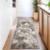 Garvee Abstract 2×6 Runner Rug, Washable Non Slip Kitchen Runner, Soft Modern Low Pile Area Rugs for Hallway, Indoor Contemporary Accent Carpet for Bathroom Laundry, Blue(Abstract Rug|brown)