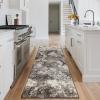 Garvee Abstract 2×6 Runner Rug, Washable Non Slip Kitchen Runner, Soft Modern Low Pile Area Rugs for Hallway, Indoor Contemporary Accent Carpet for Bathroom Laundry, Blue(Abstract Rug|brown)