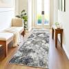 Garvee Abstract 2×6 Runner Rug, Washable Non Slip Kitchen Runner, Soft Modern Low Pile Area Rugs for Hallway, Indoor Contemporary Accent Carpet for Bathroom Laundry, Blue(Abstract Rug|gray)