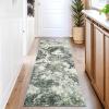 Garvee Abstract 2×6 Runner Rug, Washable Non Slip Kitchen Runner, Soft Modern Low Pile Area Rugs for Hallway, Indoor Contemporary Accent Carpet for Bathroom Laundry, Blue(Abstract Rug|green)