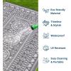 Garvee Reversible Outdoor Rug 9×12 for Patio, Waterproof Outdoor Area Rug, Modern Medallion Indoor Outdoor Rugs, Plastic Straw Rug for RV, Camping, Deck, Vintage Grey(Grey & White)