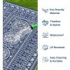 Garvee Reversible Outdoor Rug 9×12 for Patio, Waterproof Outdoor Area Rug, Modern Medallion Indoor Outdoor Rugs, Plastic Straw Rug for RV, Camping, Deck, Vintage Grey(Navy & White)