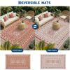 Garvee Reversible Outdoor Rug 9×12 for Patio, Waterproof Outdoor Area Rug, Modern Medallion Indoor Outdoor Rugs, Plastic Straw Rug for RV, Camping, Deck, Vintage Grey(Terracotta & White)
