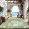 Garvee Reversible Outdoor Rug 9×12 for Patio, Waterproof Outdoor Area Rug, Modern Medallion Indoor Outdoor Rugs, Plastic Straw Rug for RV, Camping, Deck, Vintage Grey(Sage Green & Beige)