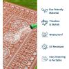 Garvee Reversible Outdoor Rug 9×12 for Patio, Waterproof Outdoor Area Rug, Modern Medallion Indoor Outdoor Rugs, Plastic Straw Rug for RV, Camping, Deck, Vintage Grey(Terracotta & White)