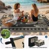 Garvee Reversible Outdoor Rug 9×12 for Patio, Waterproof Outdoor Area Rug, Modern Medallion Indoor Outdoor Rugs, Plastic Straw Rug for RV, Camping, Deck, Vintage Grey(Black & Brown-cactus)