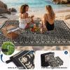 Garvee Reversible Outdoor Rug 9×12 for Patio, Waterproof Outdoor Area Rug, Modern Medallion Indoor Outdoor Rugs, Plastic Straw Rug for RV, Camping, Deck, Vintage Grey(Black & Brown)
