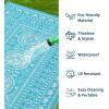 Garvee Reversible Outdoor Rug 9×12 for Patio, Waterproof Outdoor Area Rug, Modern Medallion Indoor Outdoor Rugs, Plastic Straw Rug for RV, Camping, Deck, Vintage Grey(Teal Blue & White)