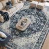 Garvee Sage Green 8×10 Area Rugs for Living Room, Boho Vintage Non-Slip Washable Rug Low Pile Stain Resistant Soft Foldable Large Carpet for Bedroom Dining Home Decor(Navy Blue)