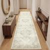 Garvee Sage Green 8×10 Area Rugs for Living Room, Boho Vintage Non-Slip Washable Rug Low Pile Stain Resistant Soft Foldable Large Carpet for Bedroom Dining Home Decor(Beige)