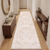 Garvee Sage Green 8×10 Area Rugs for Living Room, Boho Vintage Non-Slip Washable Rug Low Pile Stain Resistant Soft Foldable Large Carpet for Bedroom Dining Home Decor(Pink)