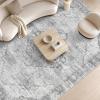 Garvee Sage Green 8×10 Area Rugs for Living Room, Boho Vintage Non-Slip Washable Rug Low Pile Stain Resistant Soft Foldable Large Carpet for Bedroom Dining Home Decor(Grey)