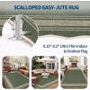 Garvee Scalloped 8×10 Easy Jute Carpet, Outdoor Patio Washable Area Rug Indoor Blue Living Room Rugs Modern Farmhouse Rug for Backyard Porch Non Slip Stain Resistant Floor Rugs for Dining Room Bedroom(Easy Jute Bordered|green)
