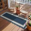 Garvee Scalloped 8×10 Easy Jute Carpet, Outdoor Patio Washable Area Rug Indoor Blue Living Room Rugs Modern Farmhouse Rug for Backyard Porch Non Slip Stain Resistant Floor Rugs for Dining Room Bedroom(Easy Jute Bordered|blue)