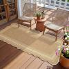 Garvee Scalloped 8×10 Easy Jute Carpet, Outdoor Patio Washable Area Rug Indoor Blue Living Room Rugs Modern Farmhouse Rug for Backyard Porch Non Slip Stain Resistant Floor Rugs for Dining Room Bedroom(Easy Jute Bordered|light Brown)