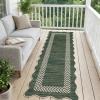 Garvee Scalloped Easy Jute Rugs 5×7 Bordered Green Living Room Indoor Outdoor Area Rug for Patio Backyard High Traffic Washable Easy to Clean Chevron Design Non Slip Outside Carpet(Easy Jute Chevron|green)