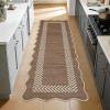 Garvee Scalloped Easy Jute Rugs 5×7 Bordered Green Living Room Indoor Outdoor Area Rug for Patio Backyard High Traffic Washable Easy to Clean Chevron Design Non Slip Outside Carpet(Easy Jute Chevron|brown Taupe)