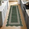 Garvee Scalloped Easy Jute Rugs 5×7 Bordered Green Living Room Indoor Outdoor Area Rug for Patio Backyard High Traffic Washable Easy to Clean Chevron Design Non Slip Outside Carpet(Easy Jute Chevron|green)