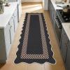Garvee Scalloped Easy Jute Rugs 5×7 Bordered Green Living Room Indoor Outdoor Area Rug for Patio Backyard High Traffic Washable Easy to Clean Chevron Design Non Slip Outside Carpet(Easy Jute Chevron|black Taupe)