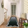 Garvee Scalloped Washable 2×6 Kitchen Rugs, Soft Non Slip Hallway Runner Rug Minimalist Ombre Indoor Modern Floor Rugs for Bedroom Laundry Bathroom, Low Pile Contemporary Home Decor Rug, Green(Scalloped|black)