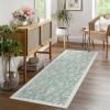 Garvee Washable Area Rug 10×13 Floral Bird Rug Non Slip Stain Resistant Low Pile Carpet, Non Shedding Indoor Floor Cover Pet Children Friendly for Living Room Bedroom High Traffic Home Decor, Grey(Green)
